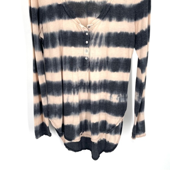 Free People Shiny Slub Radical Tunic Oatmeal Combo Long Sleeve Button Front Top - Picture 6 of 10
